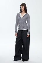 Henley Neck Two-in-One Knit Top