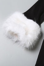 Fur Trim Cold Shoulder Bodycon Dress