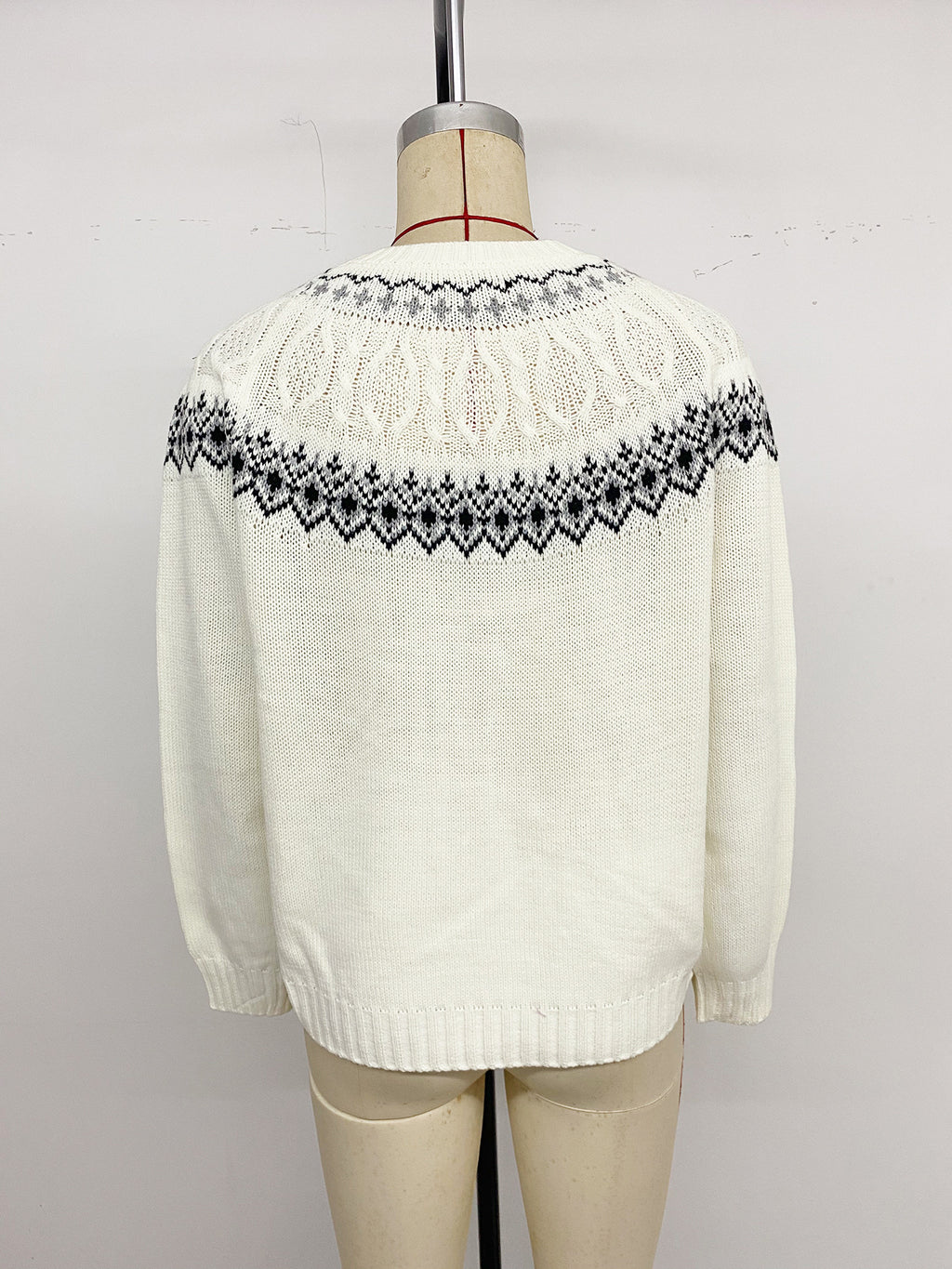 Fair Isle Knitted Jumper High Neck Long Sleeve Pullover For Women 2026