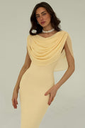 Solid Color Draped Formal Dress