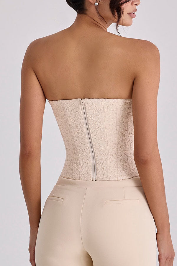 Sprinkle of Romance Floral Lace Off The Shoulder Corset Tank and Mid Rise Stretch Shorts Set