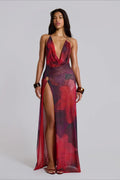 Tie Dye Halter Backless Vacation Dress