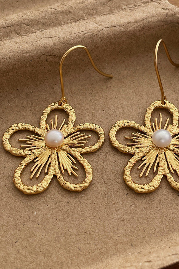 Pearl Openwork Flower Earrings