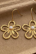 Pearl Openwork Flower Earrings