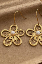 Pearl Openwork Flower Earrings