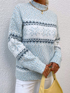Snowflake Jacquard Mock Neck Sweater