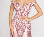 Camilla Sequin Off Shoulder A-Line Dress