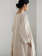 | Loose linen dress with side pockets