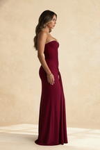 Beaded Corset Strapless Sweetheart Draped Panel Maxi Gown
