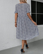 Sue Aesthetic Round Neck Dress with Floral Print Designer Edit
