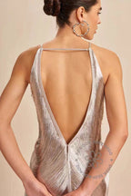 Fringe Halter Neck High Neck Bodycon Mini Dress