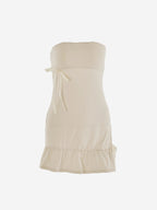 Solid Color Splice Bow Decor Mini Dress