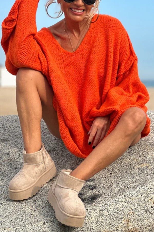 | Patchwork knitted sweater, V-neck, long sleeves