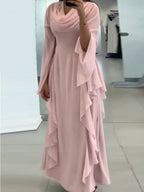 Gentle Ruffled  Edge Evening Dress