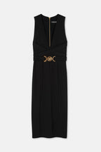 Noric Black V-Neck Bandage Midi Dress