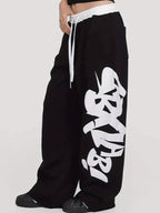 Letter Print Wide Leg Pants