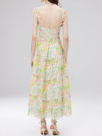 Floral Lace Sleeveless V-Neck Midi Dress