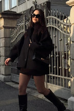 Relaxed Fit Short Wool Blend Jacket