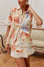 Amalfi Crochet Floral Linen Matching Set