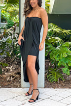 Cintia Exclusive Black Strapless Ruched Dress Evening Wear Edit