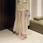 Fairy Style Diamond Sequins Simple Solid Color Women's Slippers Concert High Heel