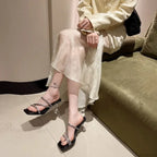 Fairy Style Diamond Sequins Simple Solid Color Women's Slippers Concert High Heel