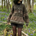 Fairycore Grunge Striped Print Sweater