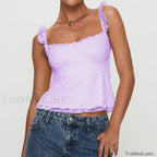 Fairycore Square Ruffled Crop Top