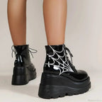 Fall Wedges Motorbike Gothic Patent Boot