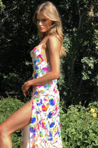 | Backless Maxi Dress, Sequin Embroidery