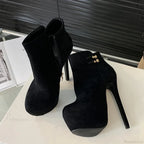 Fashion Chic ElasticityBuckle Strap Sexy Zip Round Toe Platform Pole Dance Extreme High Heel