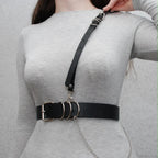 Fashion Dark Leather Waist Belt