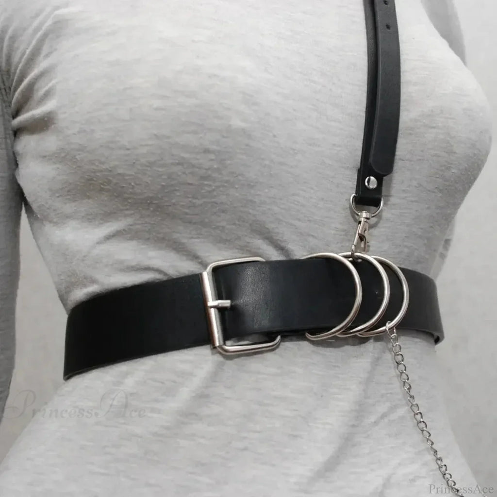 Fashion Dark Leather Waist Belt