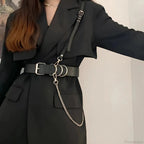 Fashion Dark Leather Waist Belt