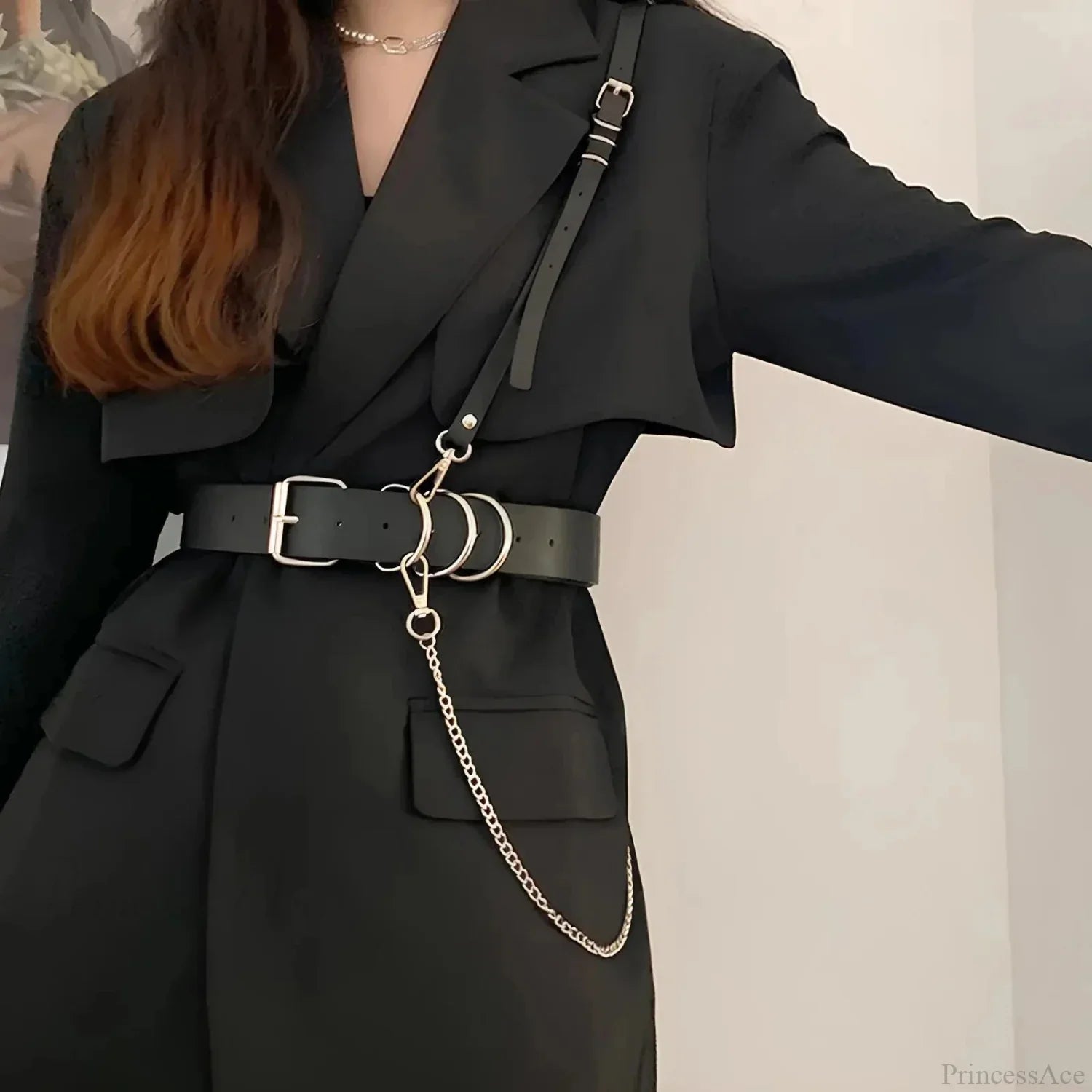 Fashion Dark Leather Waist Belt