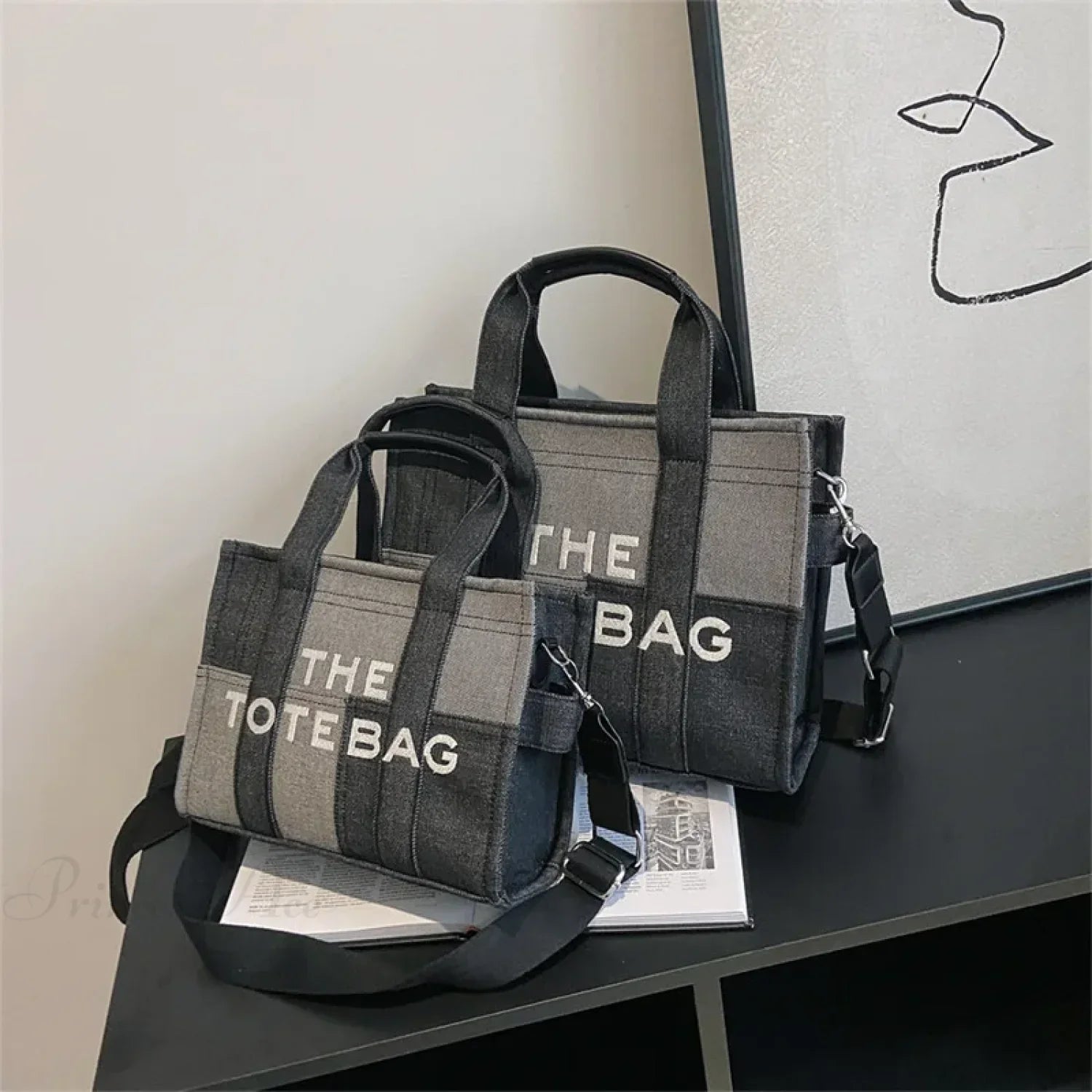 Fashion Denim Embroidery Crossbody Handbag