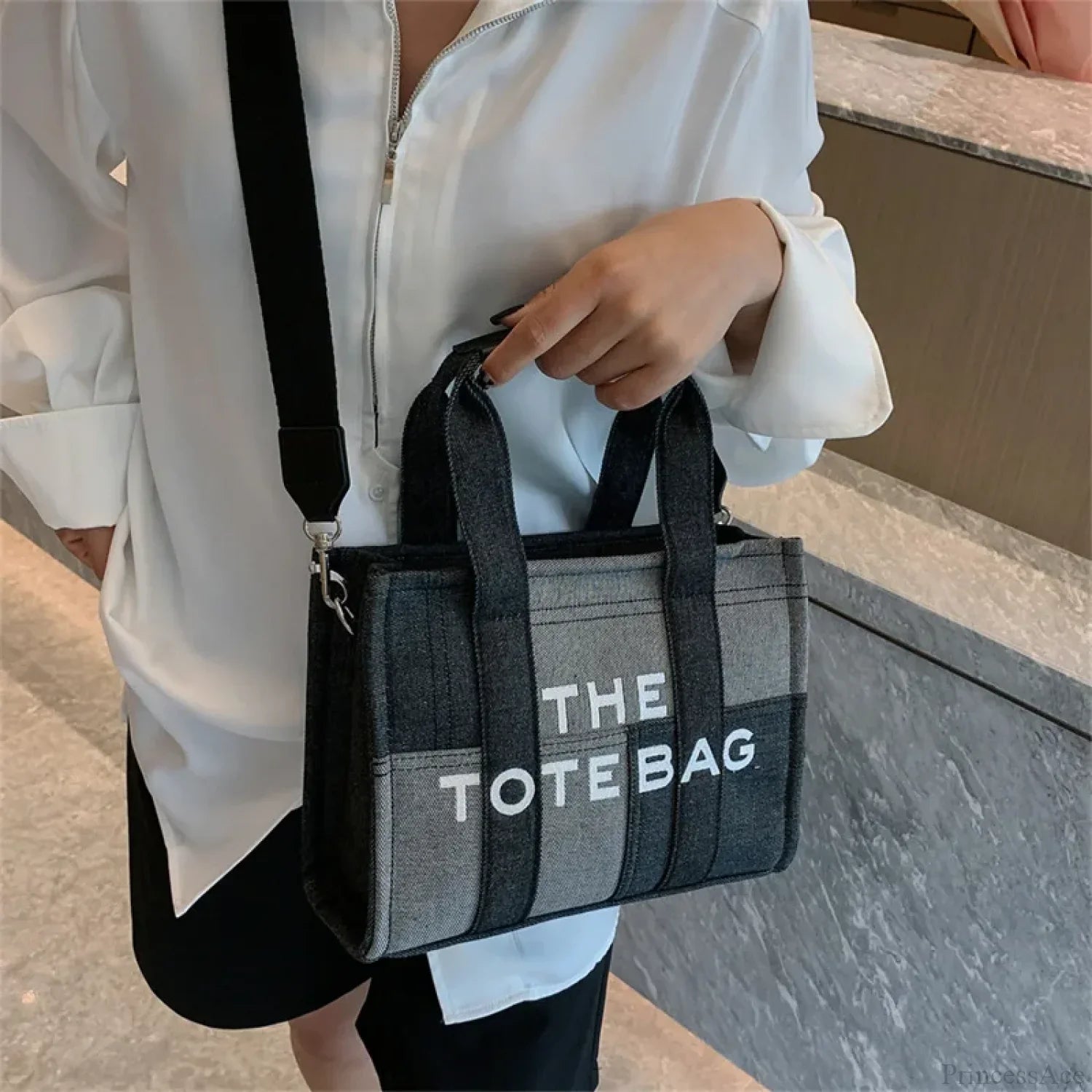Fashion Denim Embroidery Crossbody Handbag