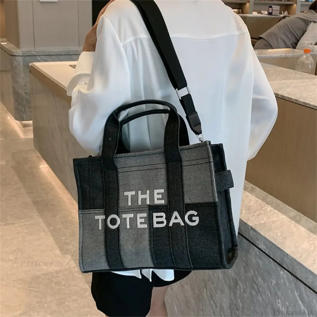 Fashion Denim Embroidery Crossbody Handbag