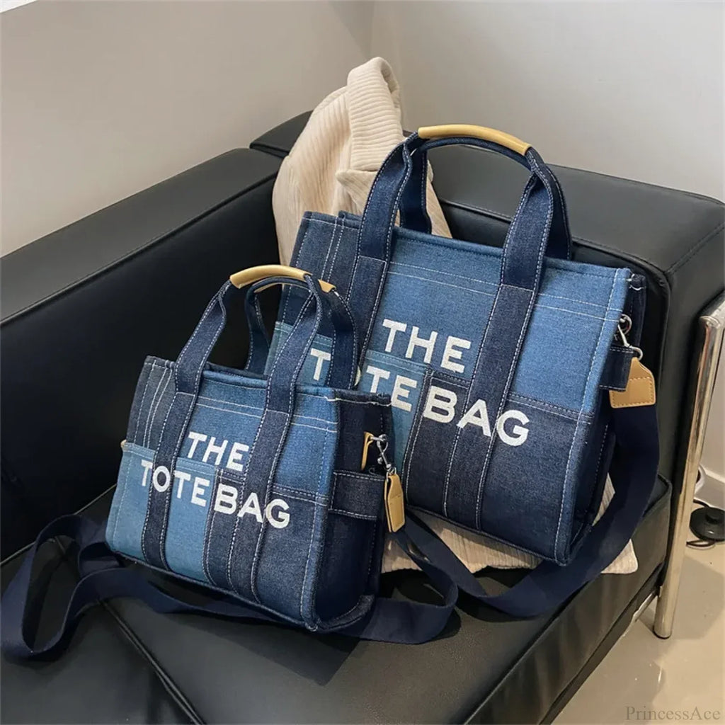 Fashion Denim Embroidery Crossbody Handbag
