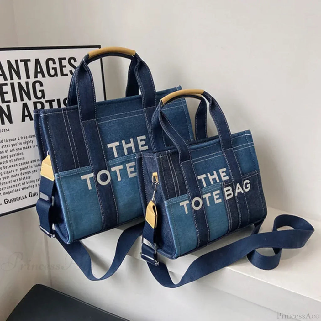 Fashion Denim Embroidery Crossbody Handbag