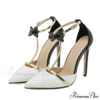 Fashion Design Bowknot Ankle Strap Women Pumps Pointed Toe High Heels Wedding Banquet Shoes Sandals