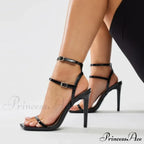 Fashion Design Double Buckle Strap High Heels Gladiator Sandals Women Summer Square Toe Party Dress Shoes Sandalias