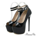 Fashion Design Double Buckle Strap Platform Sandals Women Pumps Peep Toe 16.5CM High Heels Stripper Shoes White