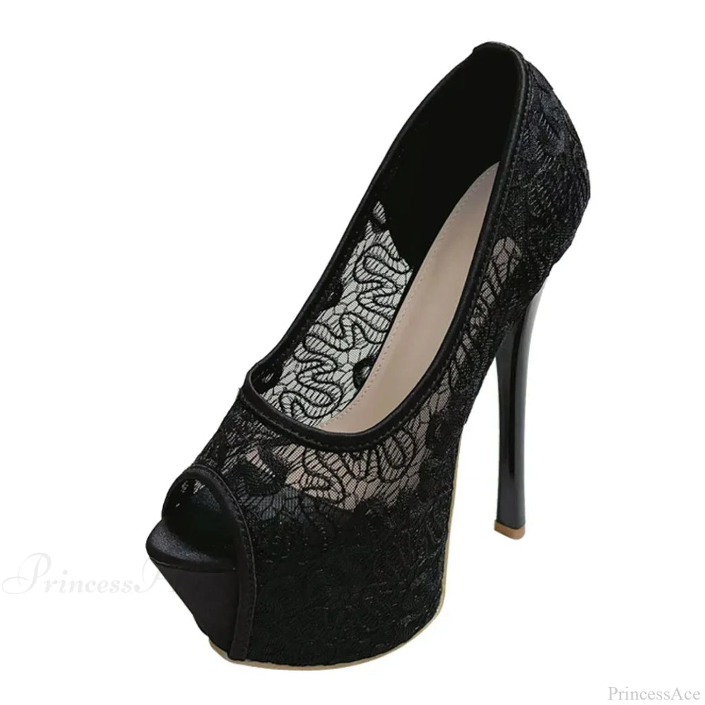Fashion Design Embroidery Mesh Platform Pumps Slingback Shallow Peep-Toe Pink High-Heels Wedding High Heel
