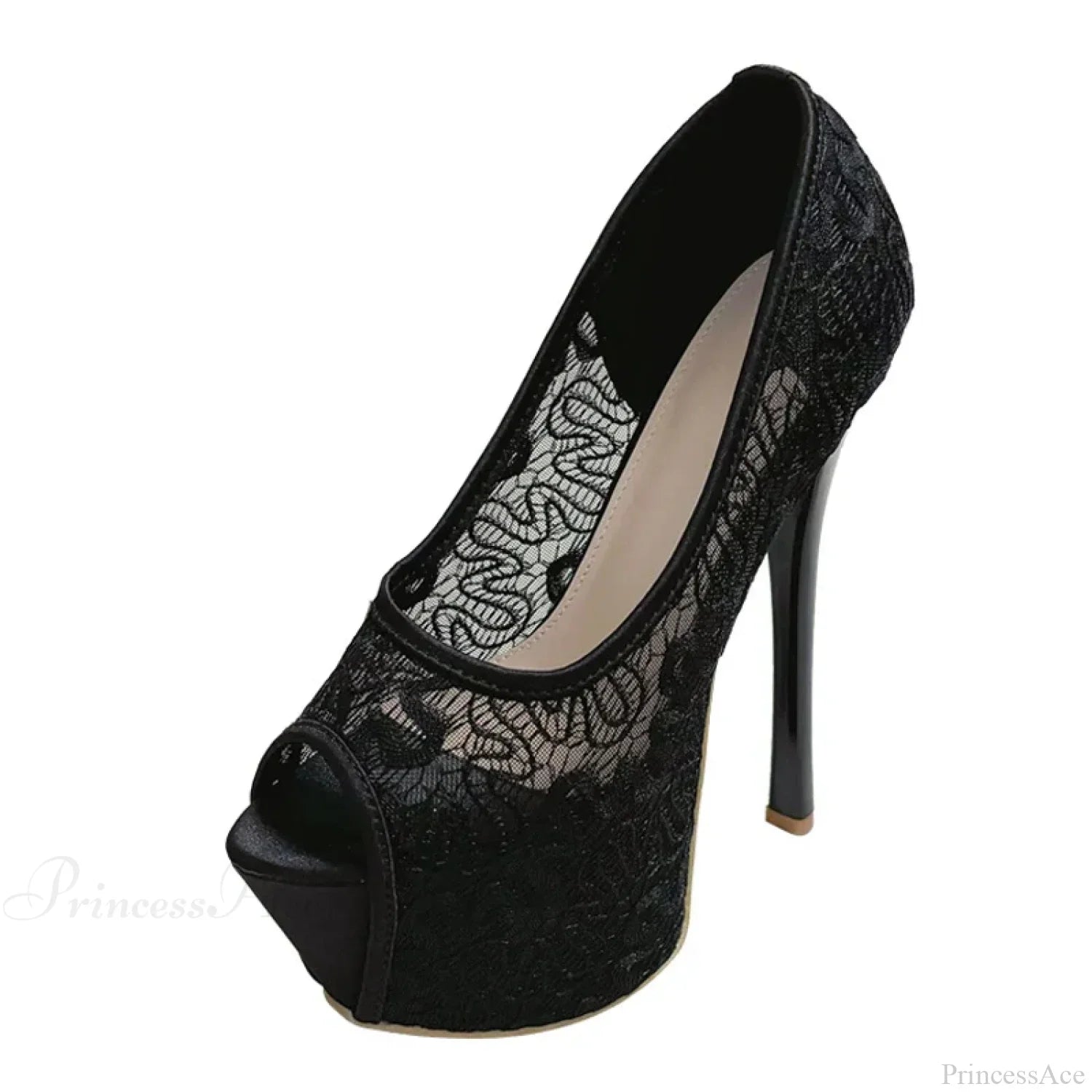 Fashion Design Embroidery Mesh Platform Pumps Slingback Shallow Peep-Toe Pink High-Heels Wedding High Heel