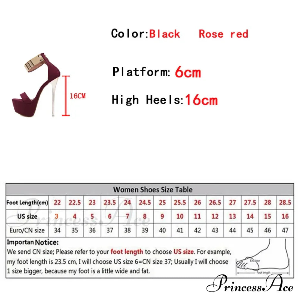 Fashion Design Metal Ankle Cover Strap Women Sexy 16CM Sandals Platform High Heels Party Club Stripper Pole Dance Shoes