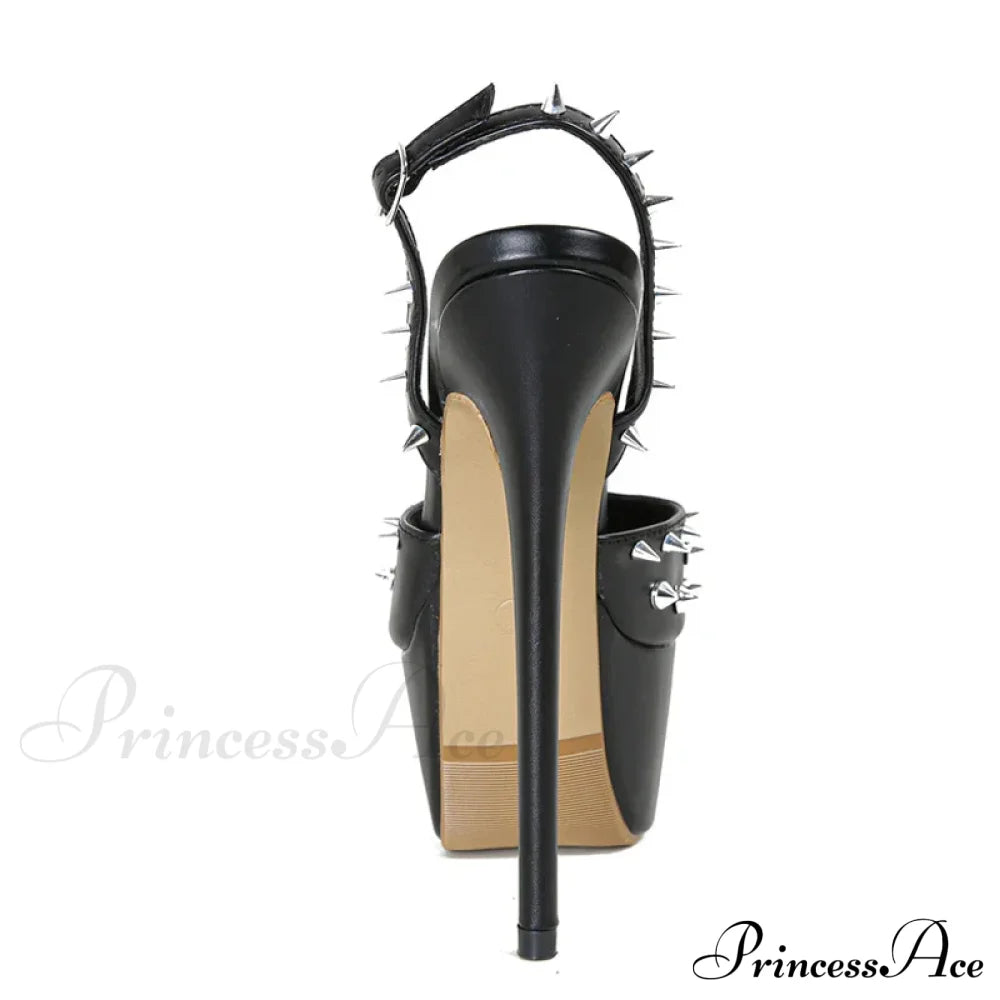 Fashion Design Metal Rivet Back Buckle Strap Platform Sandals Women Wedding Banquet Shoe Peep Toe Stripper High Heels