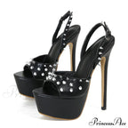 Fashion Design Metal Rivet Back Buckle Strap Platform Sandals Women Wedding Banquet Shoe Peep Toe Stripper High Heels