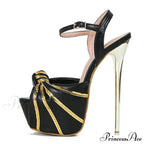 Fashion Design Pleated Leather Open Toe Extreme High Heels Stripper Pole Dance Shoes Summer Platform Sandals Women White