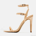 Fashion Double-Buckle Square-Toe Platform Sexy Gladiator Party Dress Summer High Heel